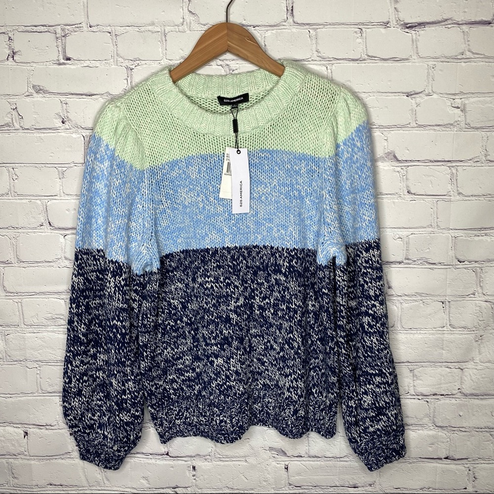 525 America Colorblock Balloon Sleeve Sweater - Picture 2 of 6
